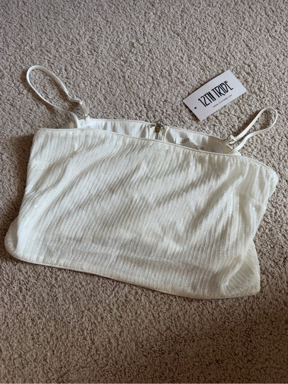 12th Tribe White Sequin Satin Evening Bag